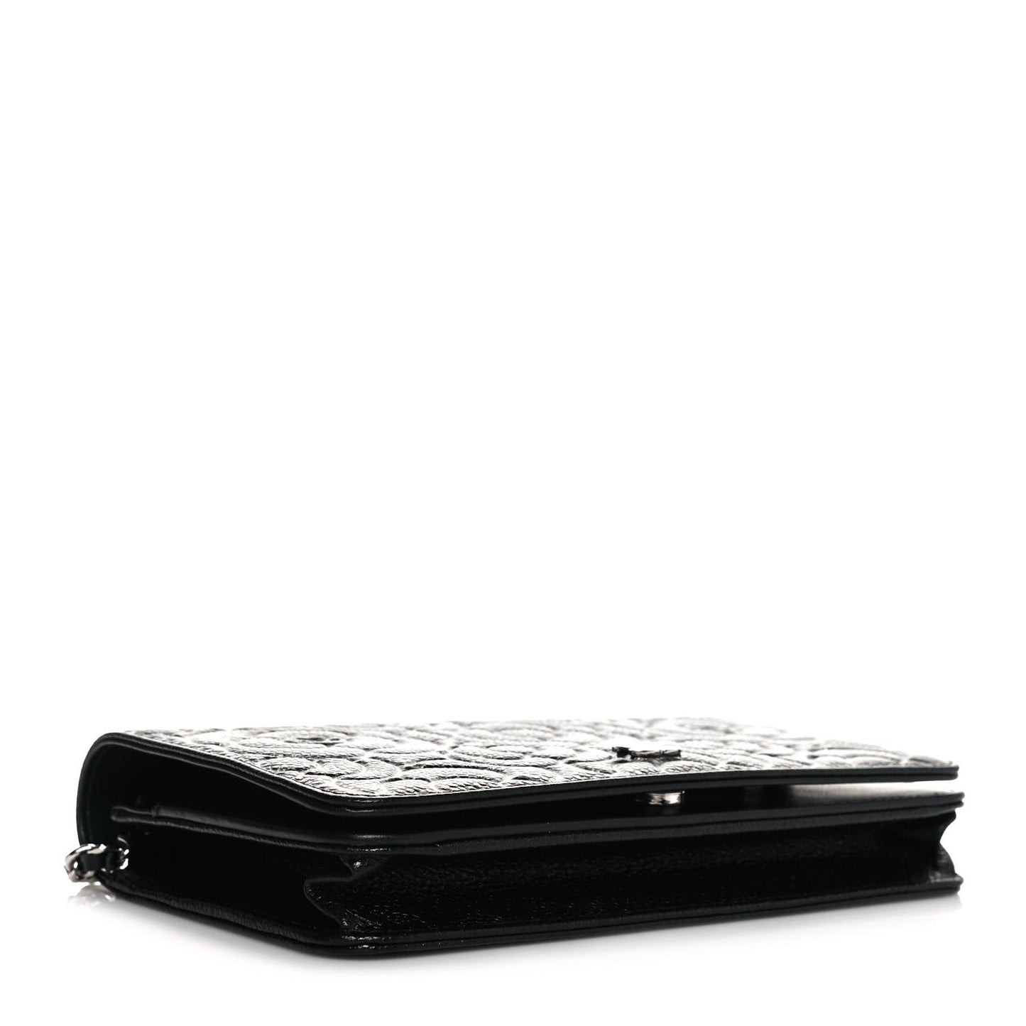 Caviar Camellia Embossed Wallet On Chain WOC Black