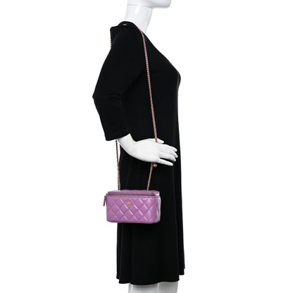 Chanel Lambskin Quilted Pearl Crush Small Vanity Case With Chain Purple 2 of 11