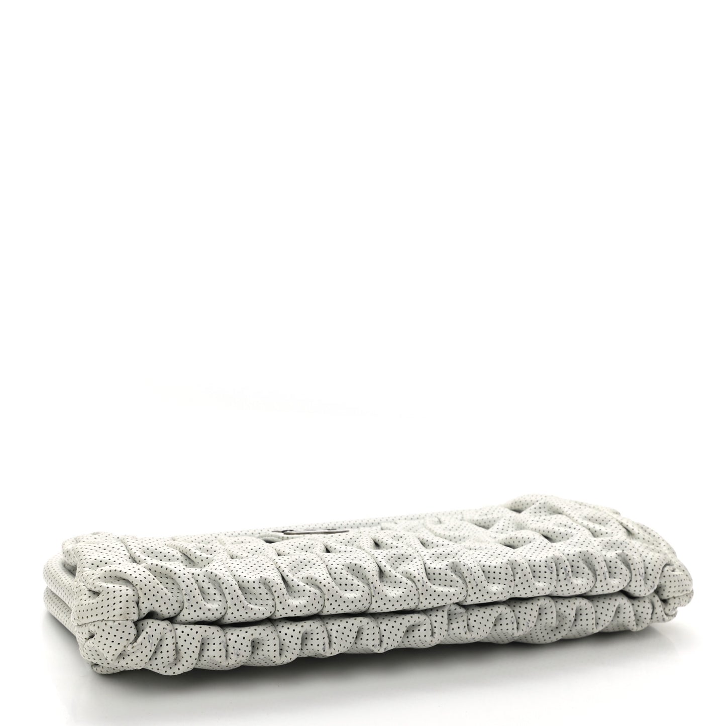 Lambskin Perforated Clutch White