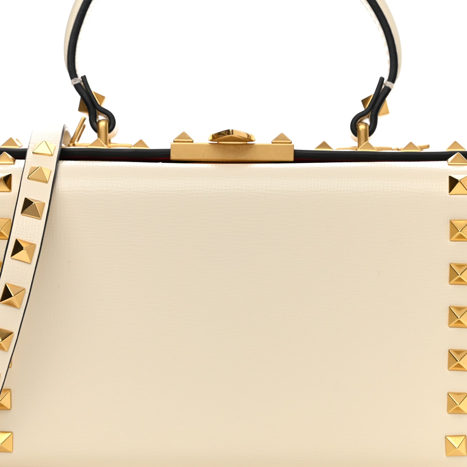 Valentino Garavani Grainy Calfskin Rockstud Alcove Box Top-Handle Bag Light Ivory 7 of 11