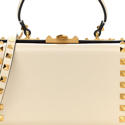 Valentino Garavani Grainy Calfskin Rockstud Alcove Box Top-Handle Bag Light Ivory 7 of 11