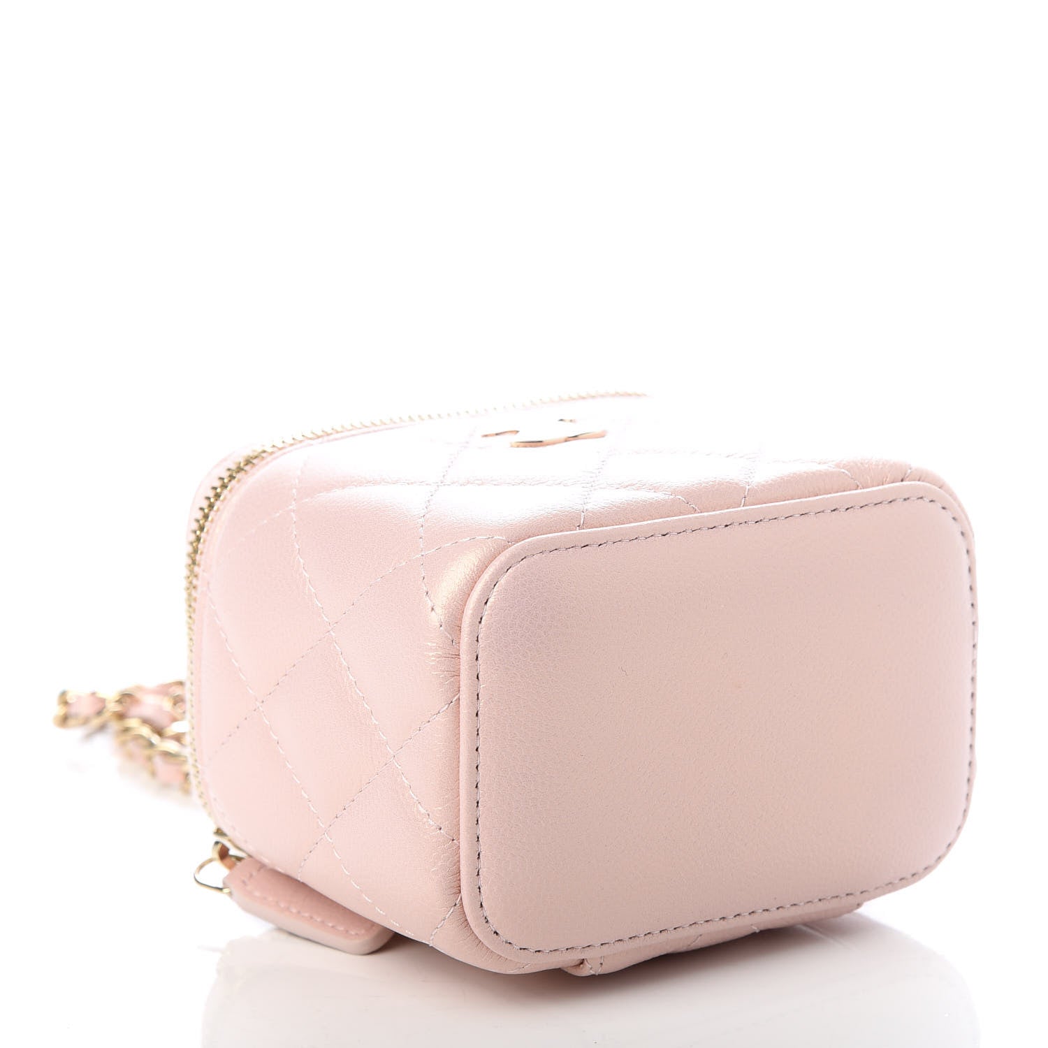Chanel Iridescent Caviar Quilted Mini Pearl On Top Vanity Case With Chain Light Pink 4 of 8