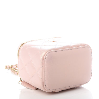 Chanel Iridescent Caviar Quilted Mini Pearl On Top Vanity Case With Chain Light Pink 4 of 8