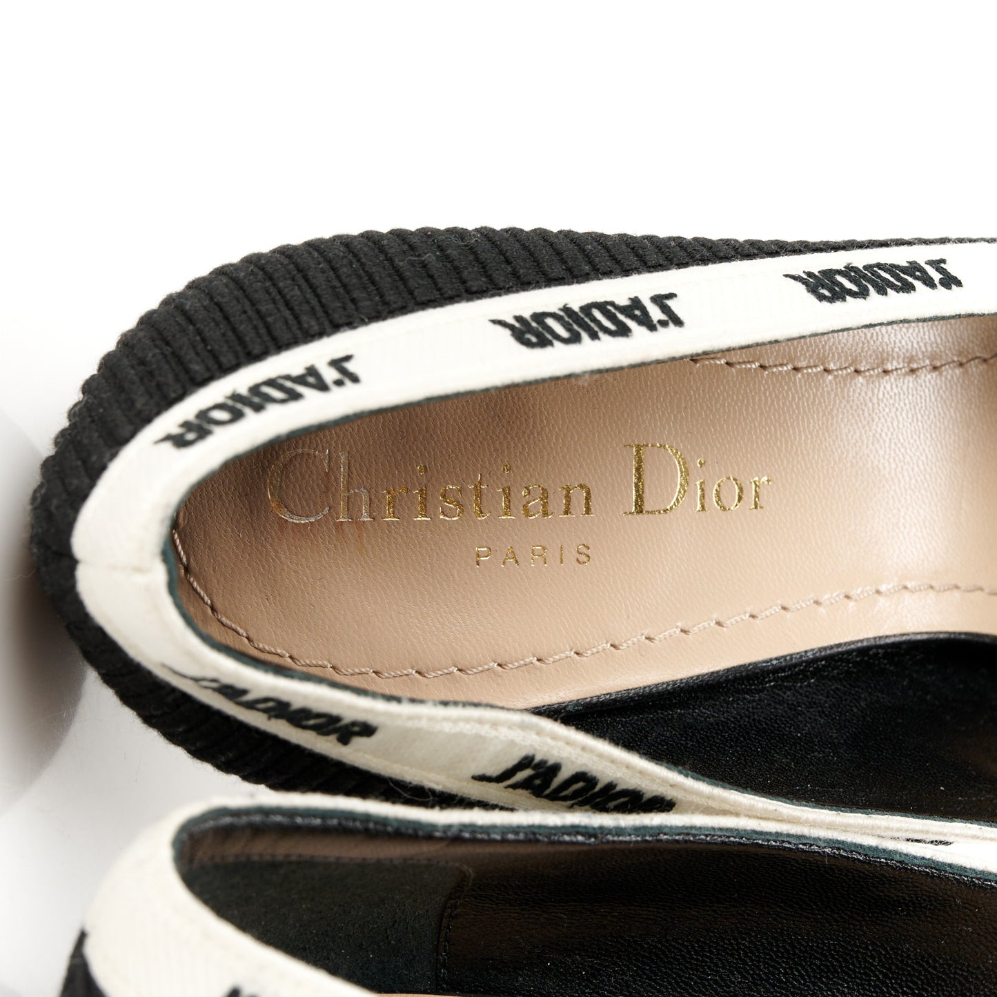 Technical Canvas Ribbon Embroidered J'Adior 65mm Pumps 38 Black