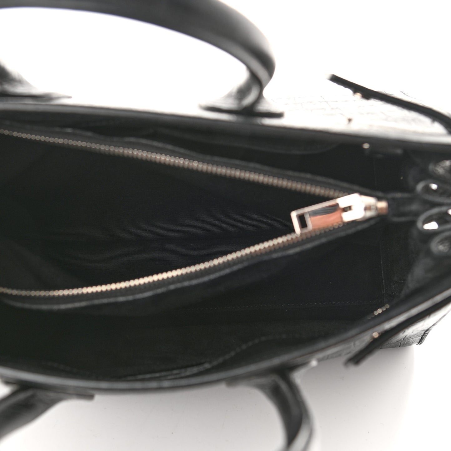 Calfskin Crocodile Embossed Small Sac de Jour Black