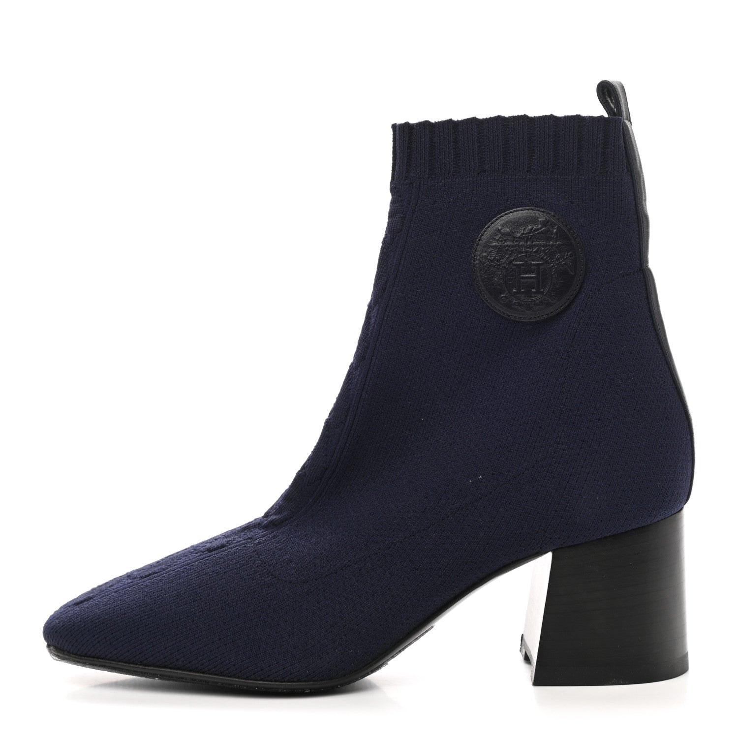 Hermes Knit Calfskin Volver Ankle Boots 37 Bleu Diplomatique 1 of 10