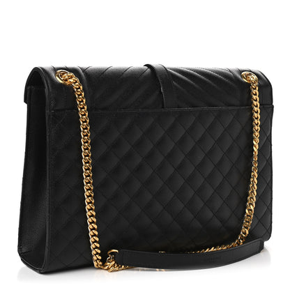 Saint Laurent Grain De Poudre Textured Mixed Matelasse Large Triquilt Monogram Satchel Black 3 of 12