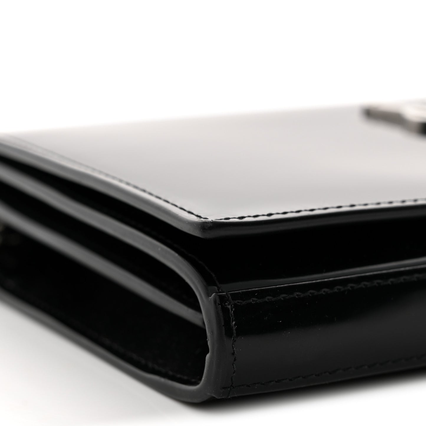 Glazed Calfskin Cassandre Wallet On Chain WOC Black