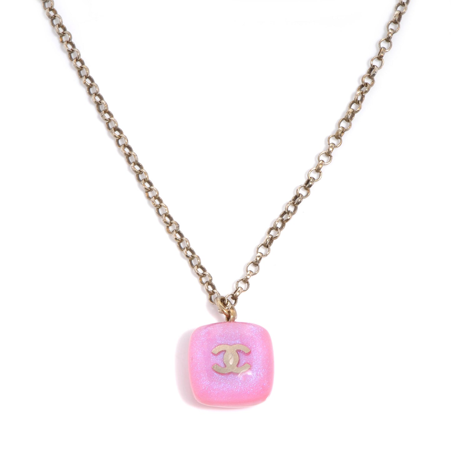 Glitter Resin CC Necklace Pink