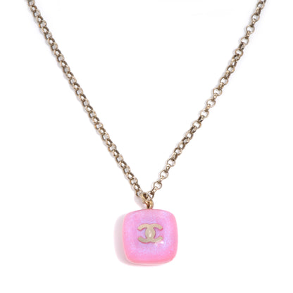 Chanel Glitter Resin CC Necklace Pink 1 of 5