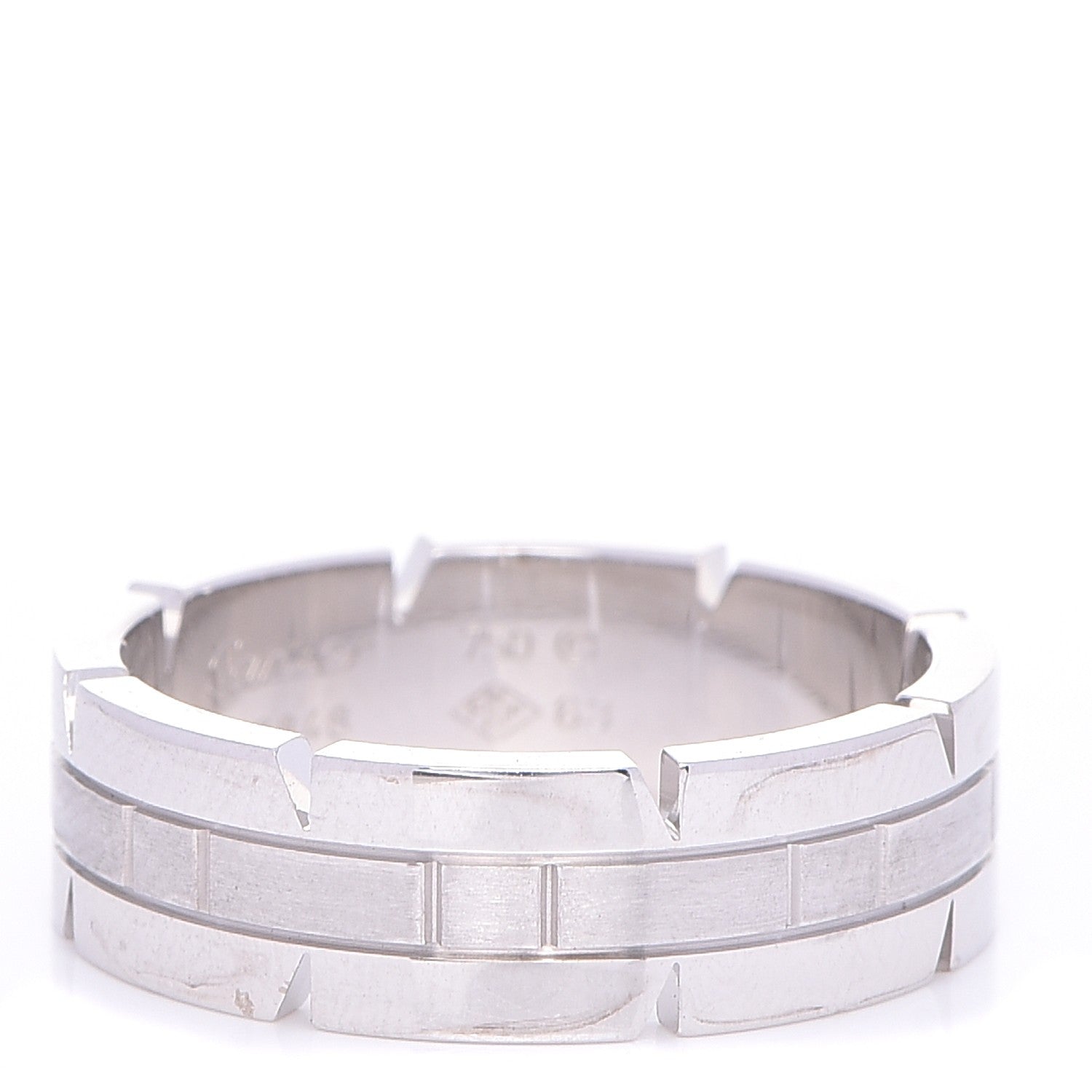 Cartier 18K White Gold Tank Francaise Ring 63 10.25 1 of 4