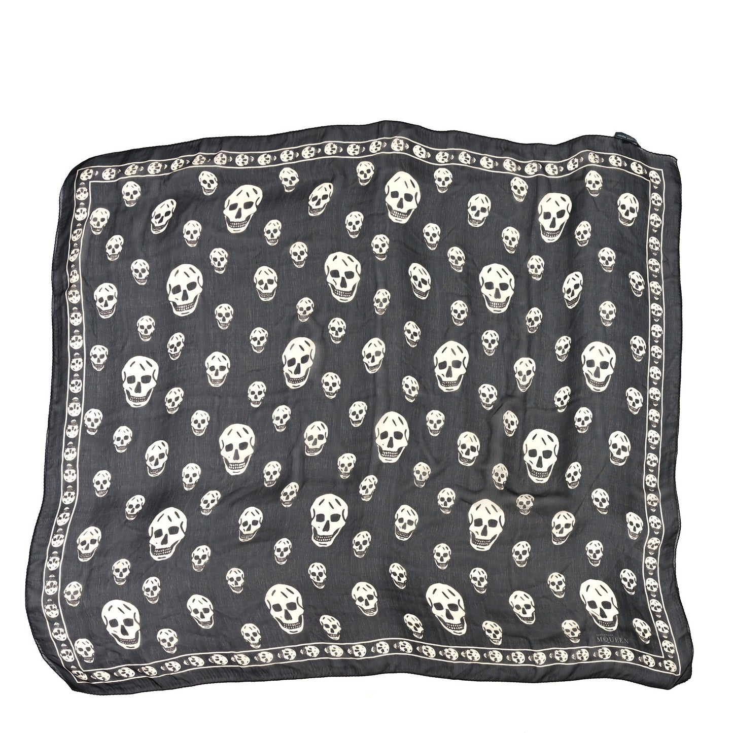 Silk Chiffon Skull Scarf Black Ivory