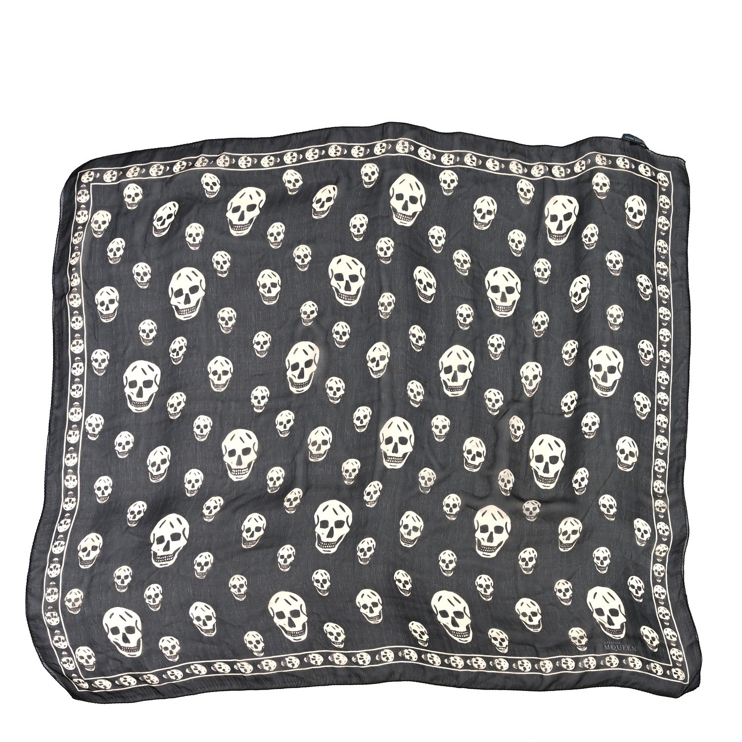 Alexander McQueen Silk Chiffon Skull Scarf Black Ivory 1 of 4