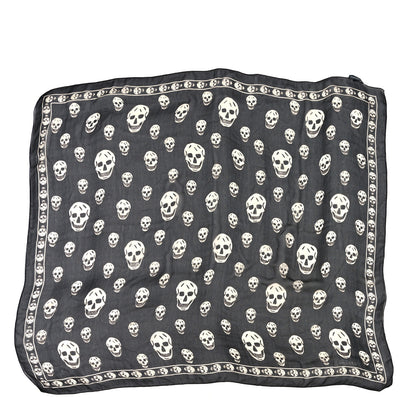 Alexander McQueen Silk Chiffon Skull Scarf Black Ivory 1 of 4