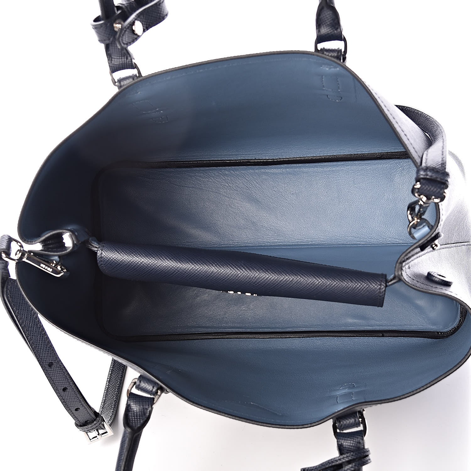 Prada Saffiano Cuir Medium Double Handle Tote Baltico Astrale 5 of 11