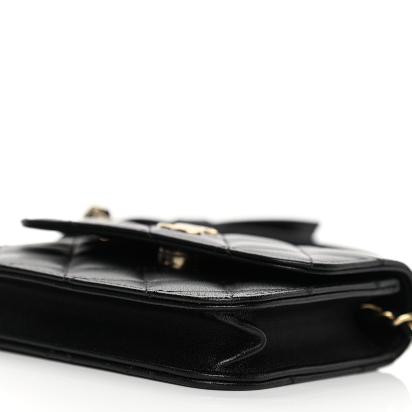 Lambskin Quilted Mini Coco Bow Clutch With Chain Black