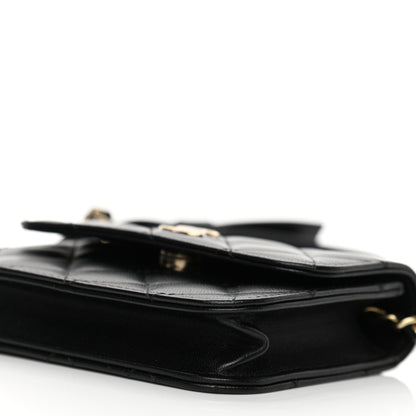 Chanel Lambskin Quilted Mini Coco Bow Clutch With Chain Black 11 of 11
