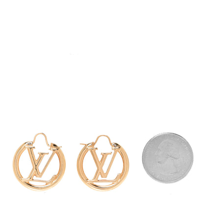 Louis Vuitton Metal Small Louise Hoop Earrings Gold 2 of 5