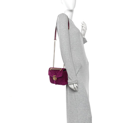 Gucci Velvet Matelasse Small GG Marmont Shoulder Bag Fuchsia Violet Cyclamen 2 of 10