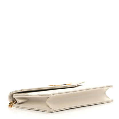 Saint Laurent Grain De Poudre Matelasse Chevron Monogram Envelope Chain Wallet Nude Powder 4 of 14