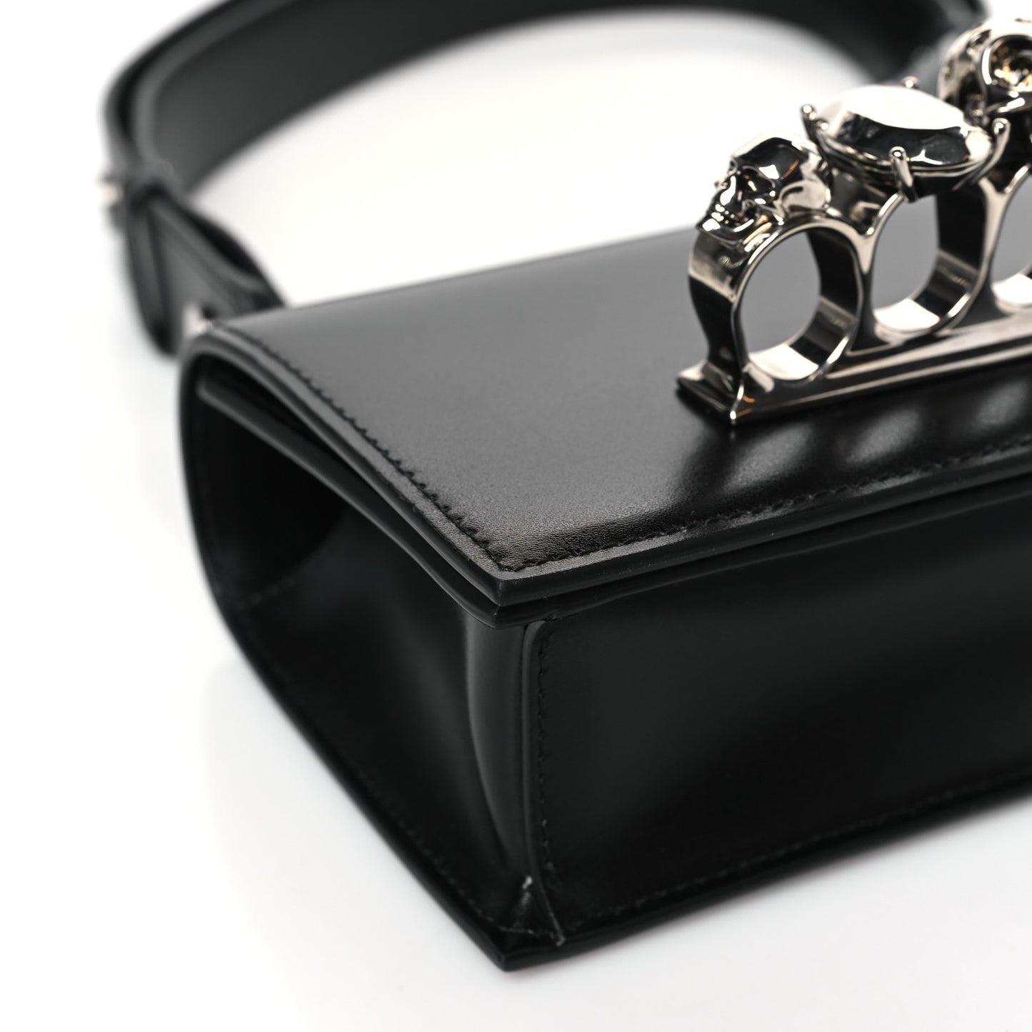 Calfskin Jeweled Mini The Biker Knuckle Satchel Black