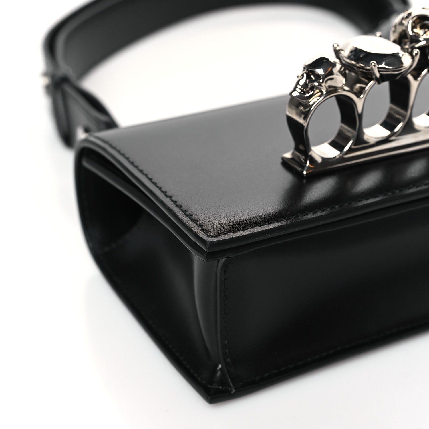 Alexander McQueen Calfskin Jeweled Mini The Biker Knuckle Satchel Black 7 of 9