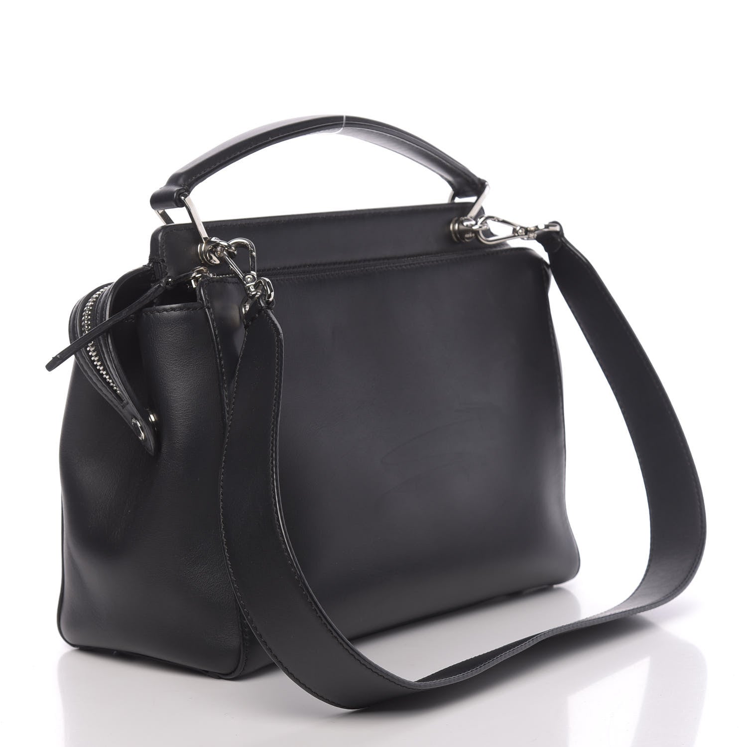 Fendi Vitello Baltico Dolce DotCom Satchel Black 2 of 10