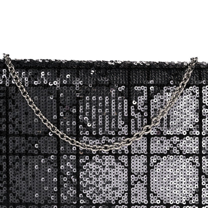 Christian Dior Satin Sequin Cannage Rendezvous Chain Wallet Black Multicolor 8 of 14