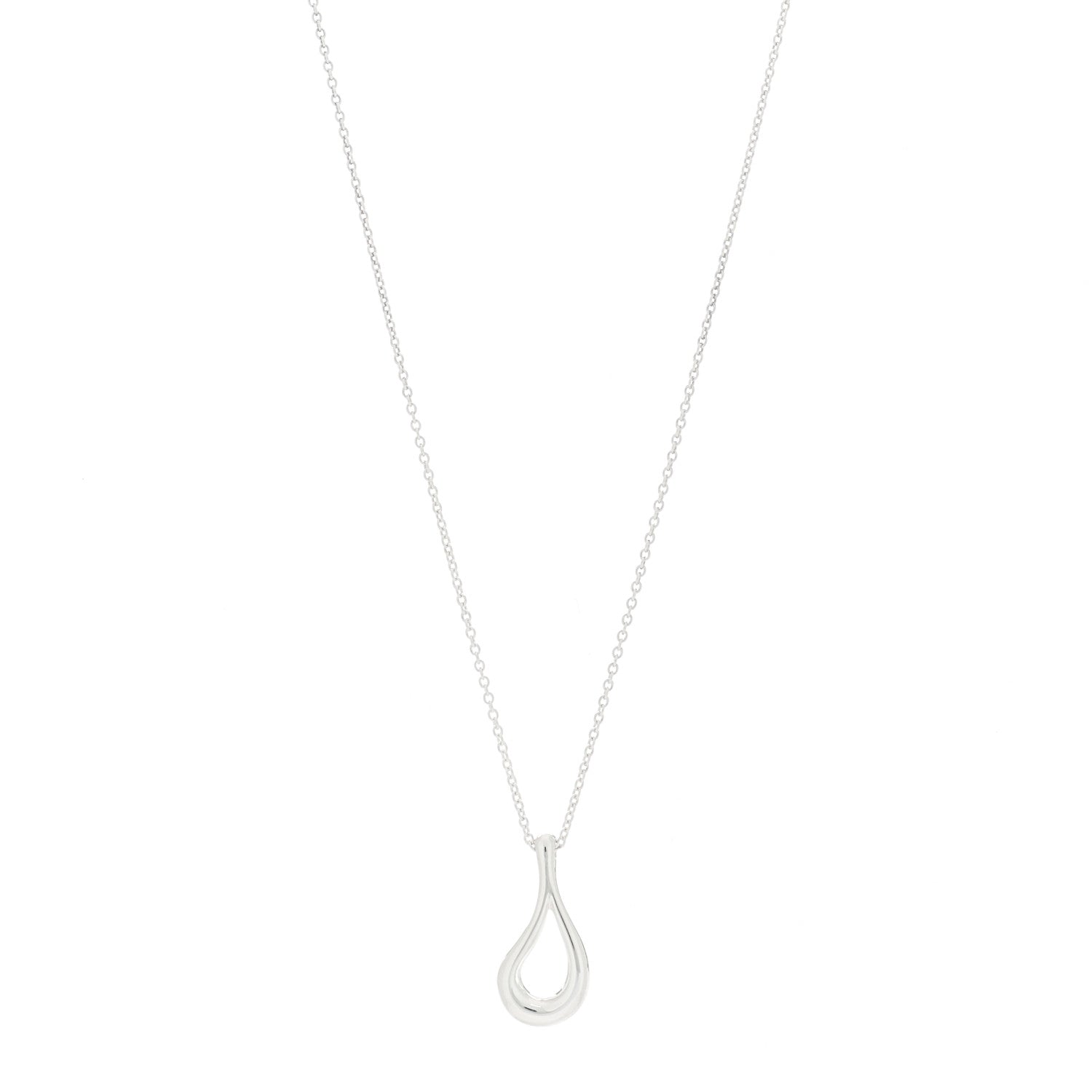 Tiffany Sterling Silver Elsa Peretti Open Tear Drop Pendant Necklace 1 of 4