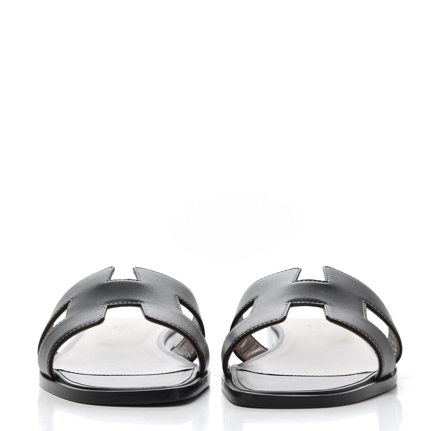 Hermes Box Calfskin Oran Sandals 39 Black 2 of 11