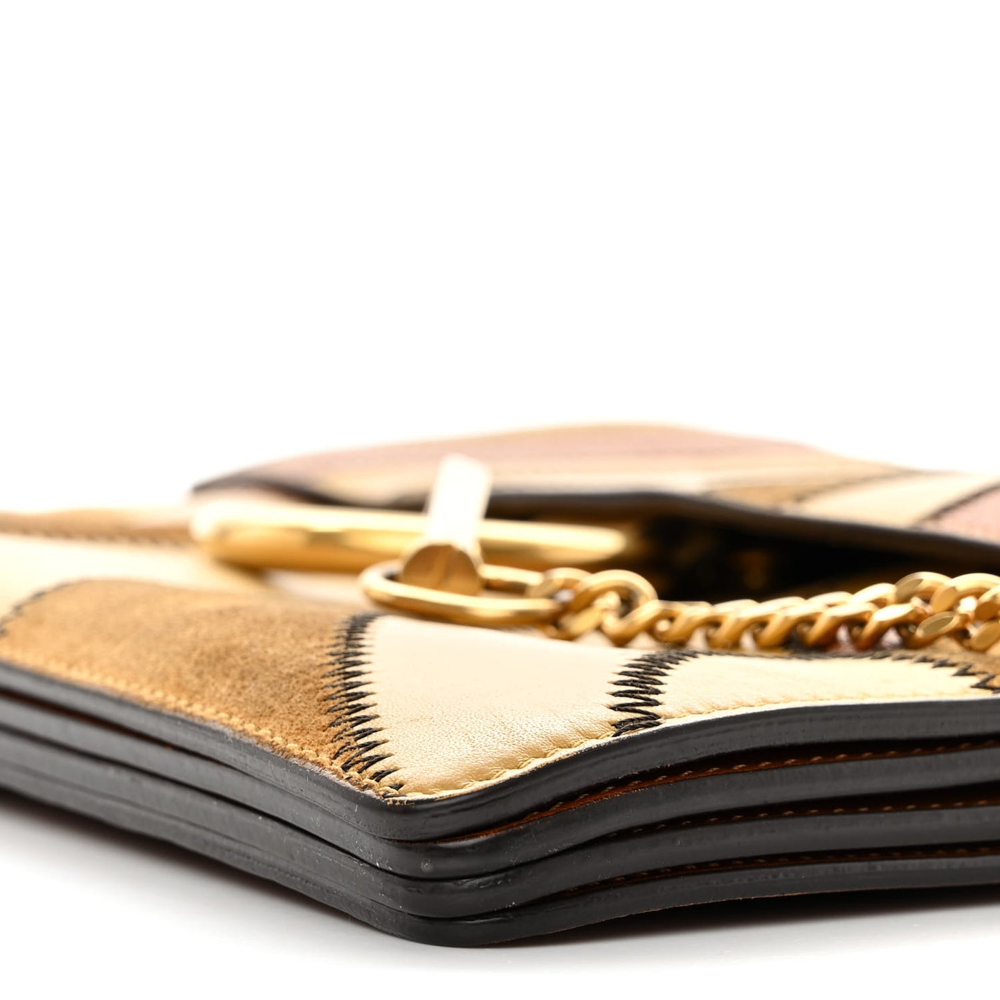 Suede Patchwork Medium Faye Shoulder Bag Brown Multicolor