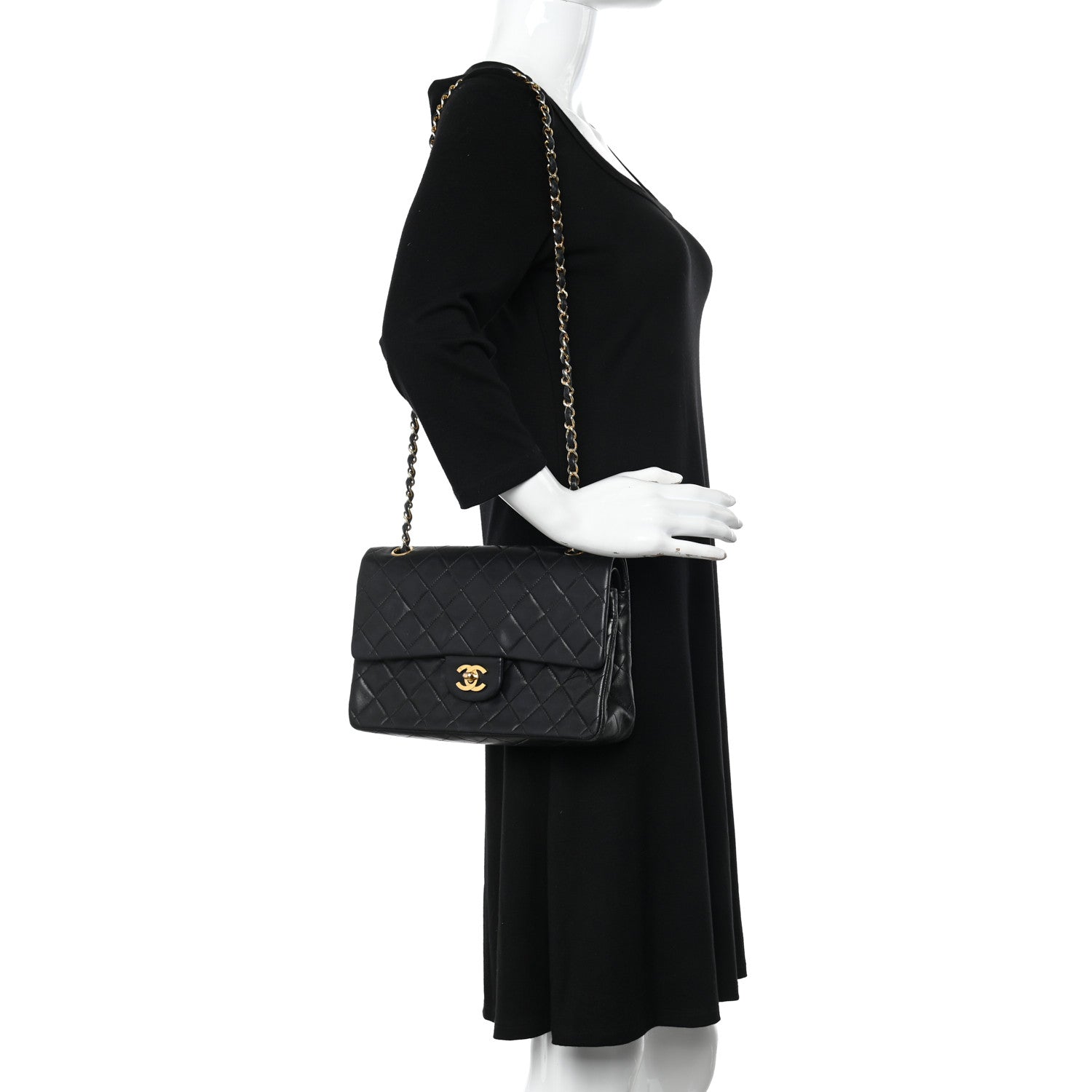 Chanel Lambskin Quilted Medium Double Flap Black 4 of 13