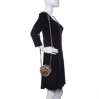 Chanel Metallic Lambskin Quilted Chanel 19 Round Clutch With Chain Gold 2 of 10