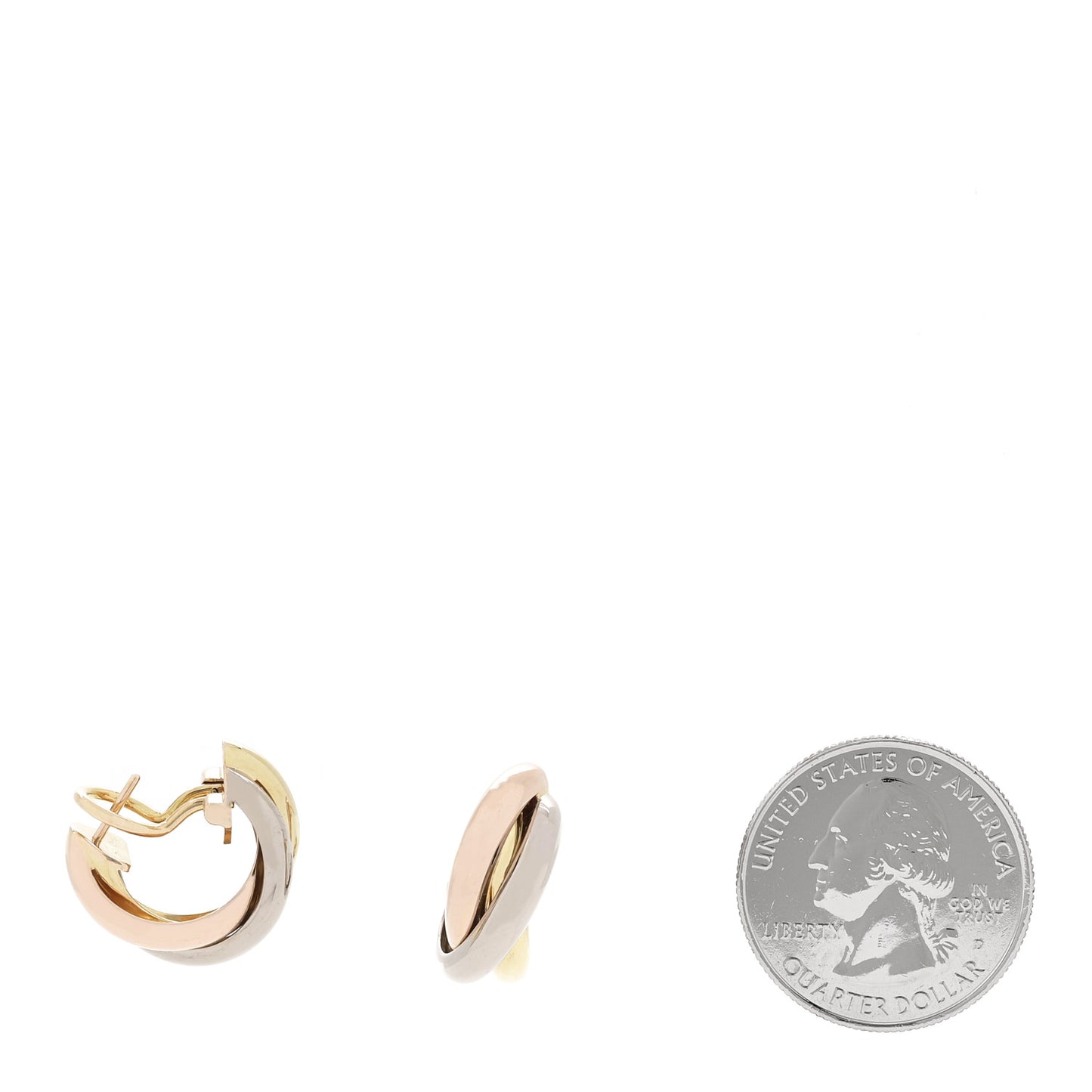 18K Pink Yellow White Gold Classic Trinity Hoop Earrings