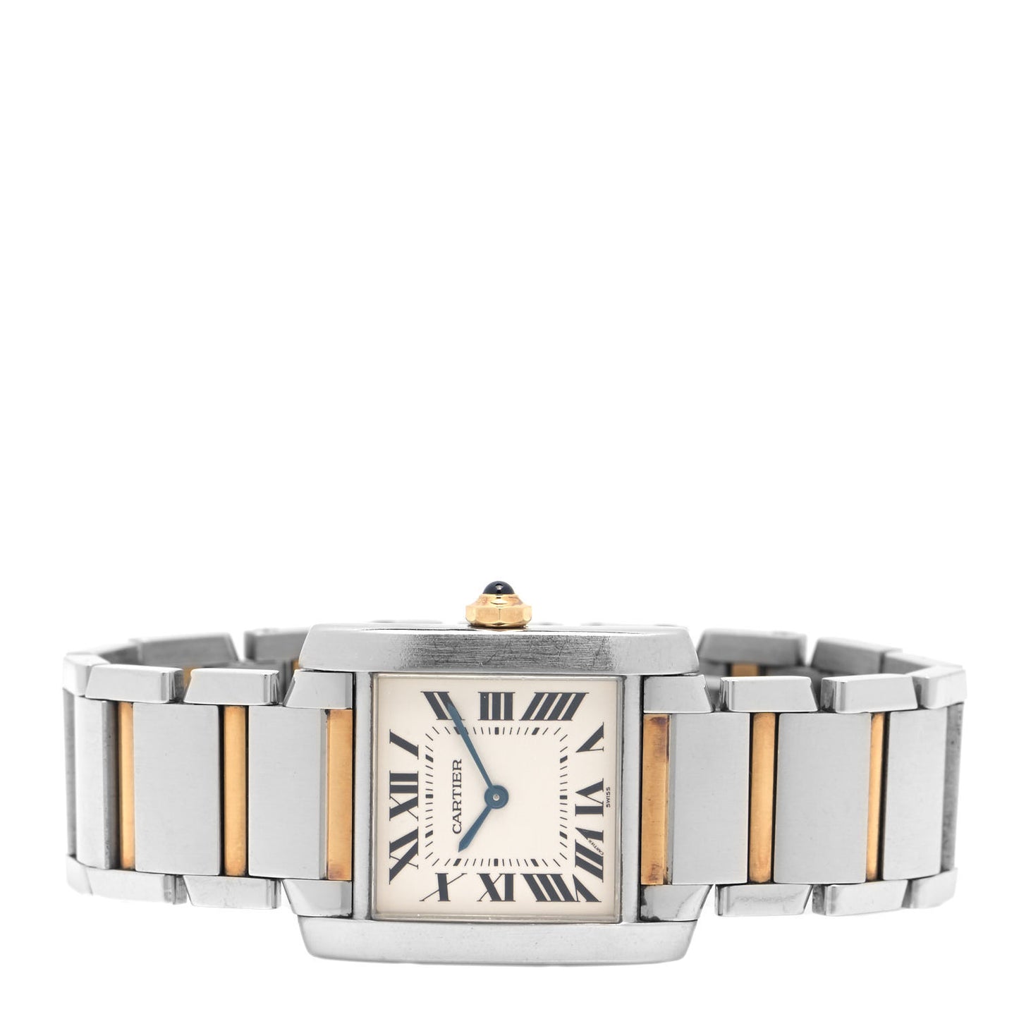 Stainless Steel 18K Yellow Gold 25mm Tank Francaise Quartz Watch