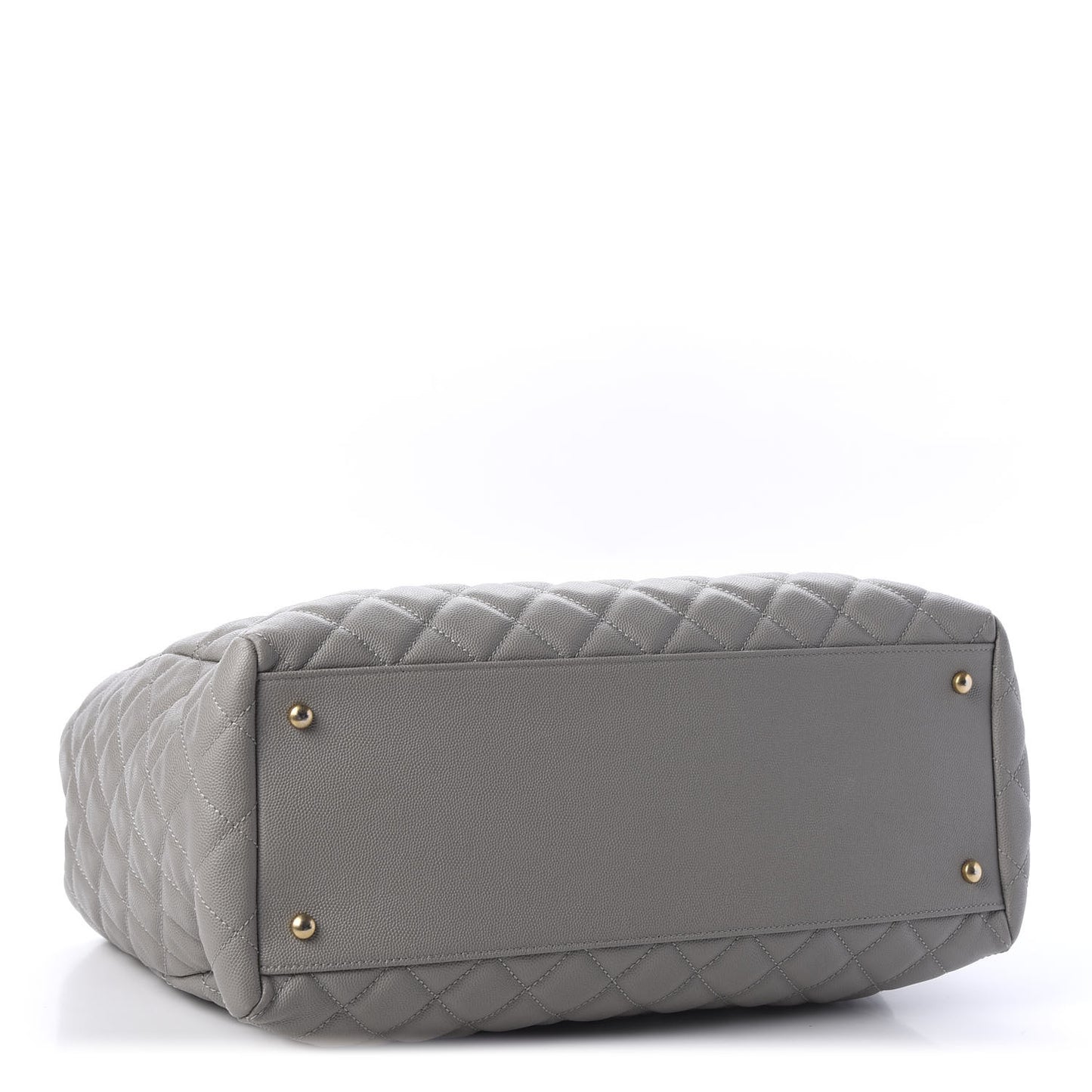 Caviar Quilted Large Coco Handle Shopping Tote Grey