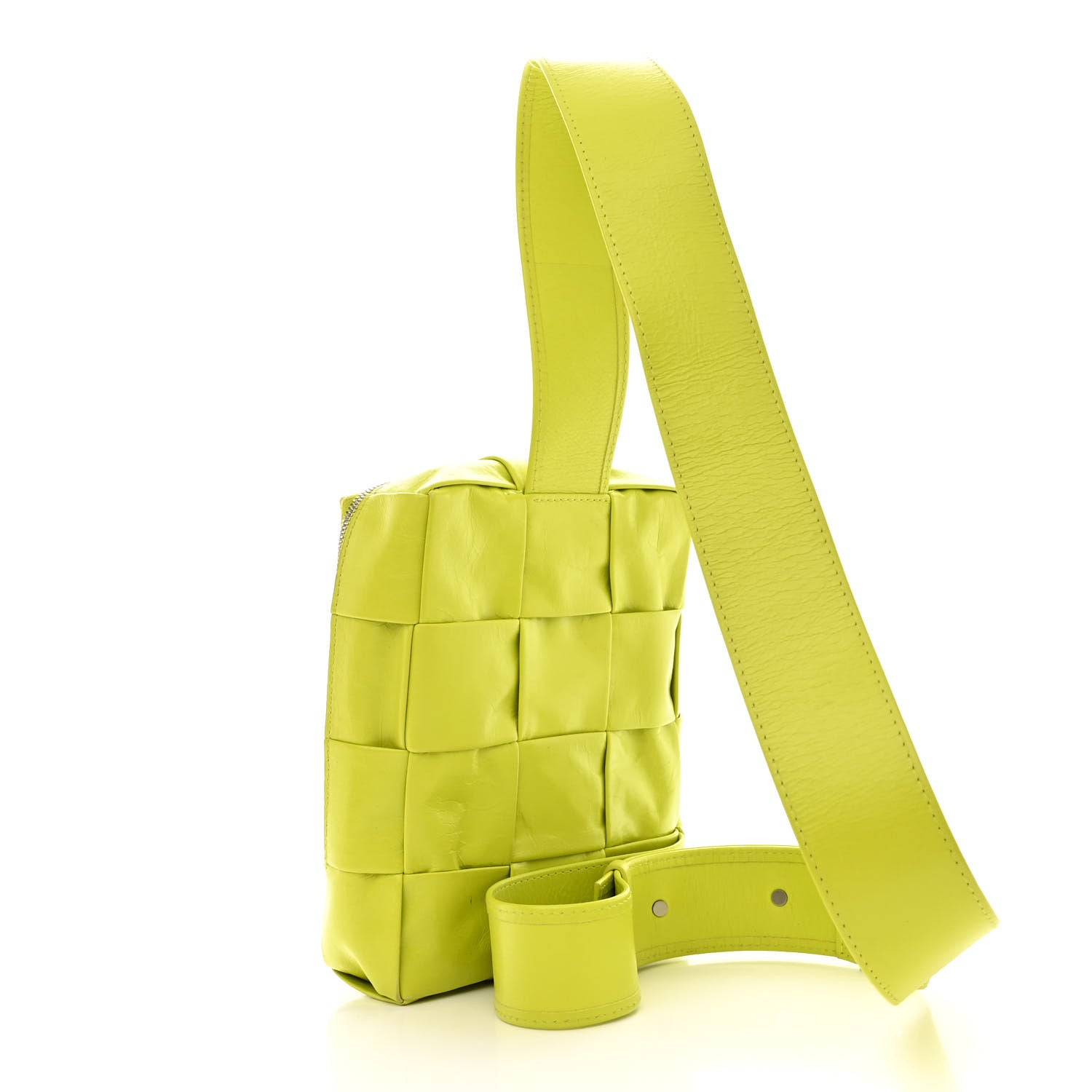 Bottega Veneta Calfskin Intreccio Mini Cassette Sling Bag Acid Kiwi 3 of 12