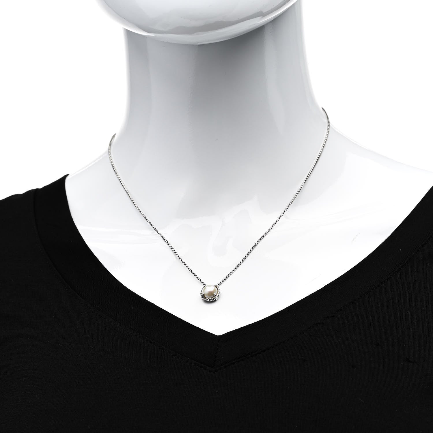 David Yurman Sterling Silver Pearl 8mm Petite Chatelaine Pendant Necklace 2 of 4