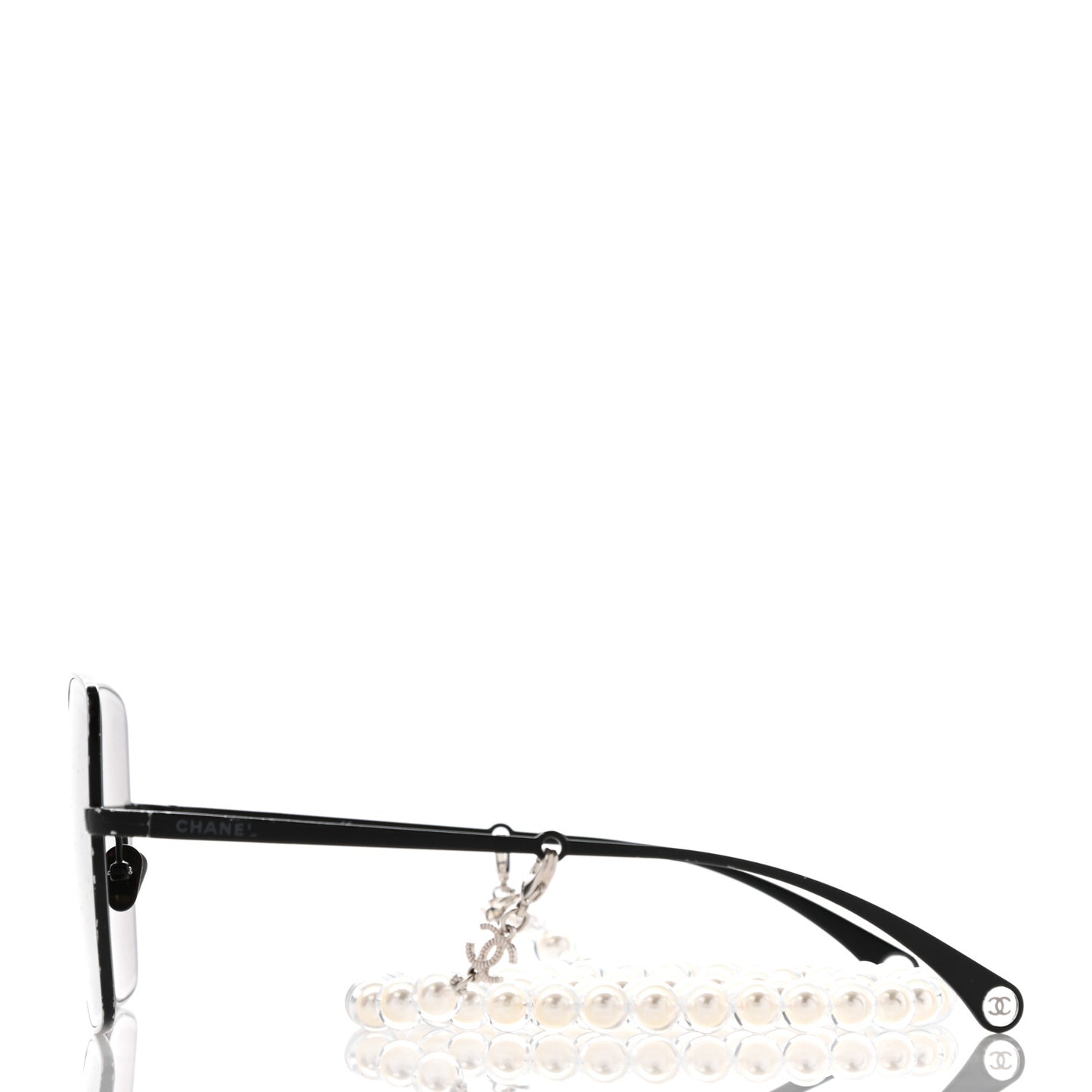 Metal Butterfly Removable Pearl Chain Sunglasses 4262 Black