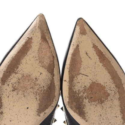 Valentino Garavani Pebbled Calfskin Rockstud Cage Ballerina Flats 39.5 Black 9 of 12