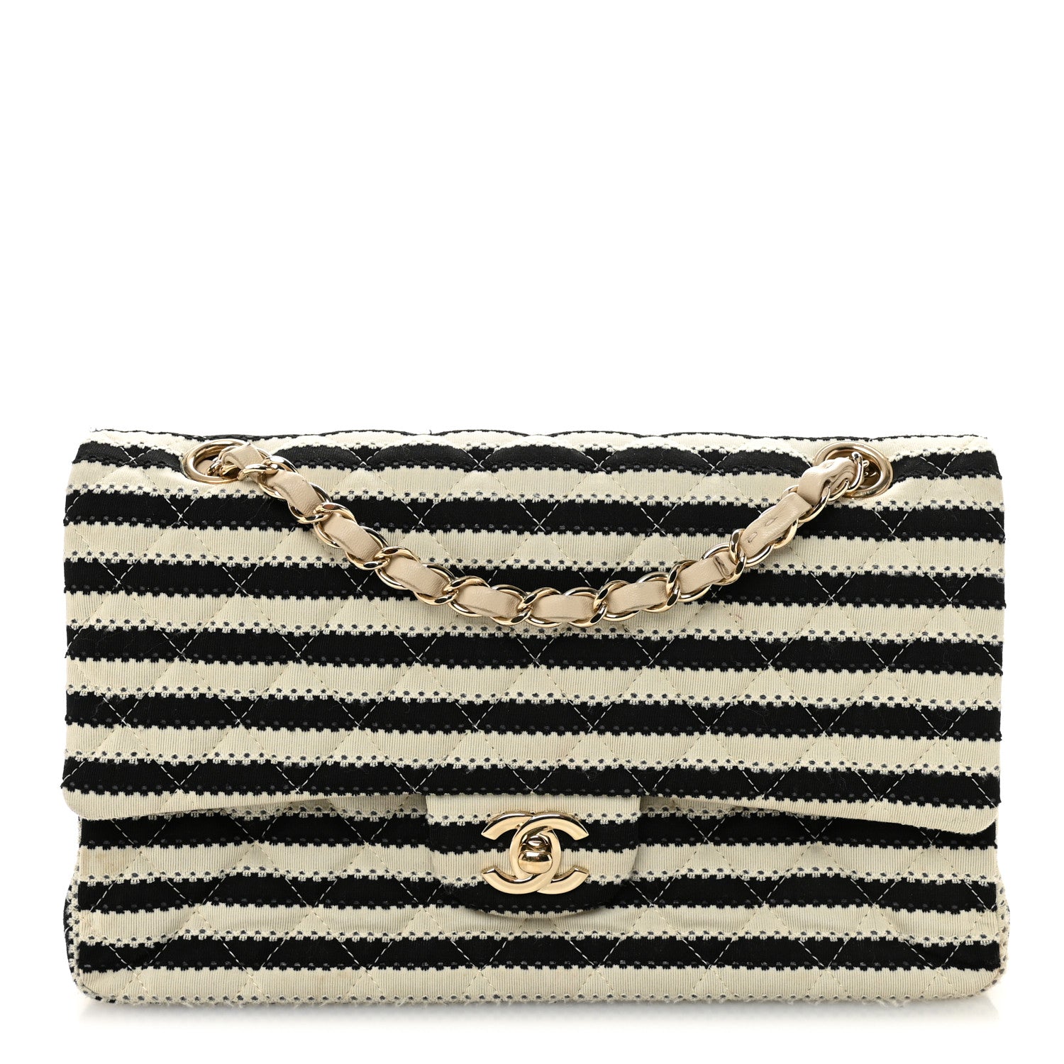 Chanel Jersey Quilted Medium Coco Sailor Flap Black White 1 of 11