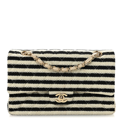Chanel Jersey Quilted Medium Coco Sailor Flap Black White 1 of 11