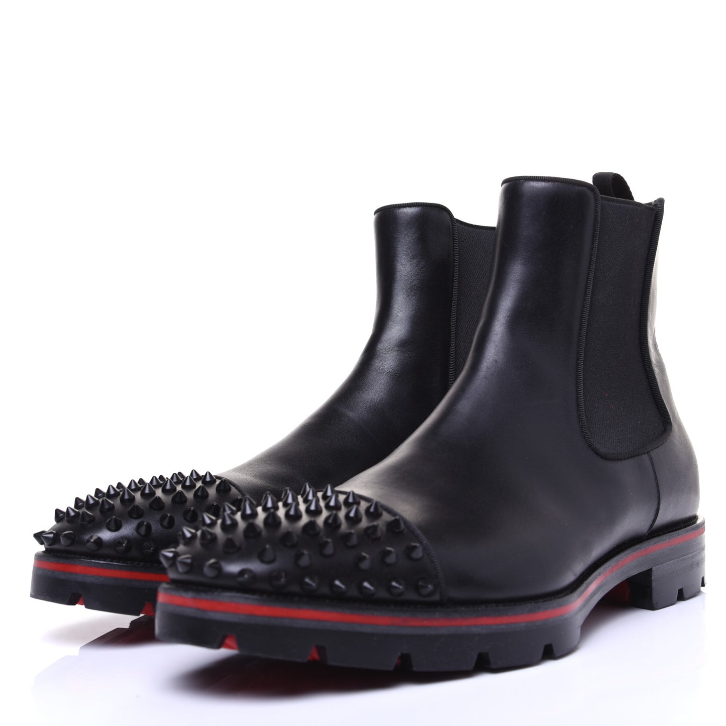 Calfskin Mens Melon Spikes Flat Chelsea Boots 43.5 Black