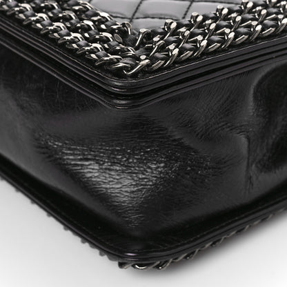 Chanel Glazed Calfskin Quilted Medium Boy Chained Flap Black 11 of 11