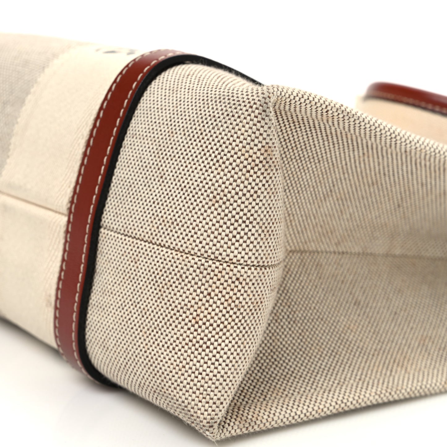 Cotton Calfskin Medium Woody Ribbon Tote White Brown
