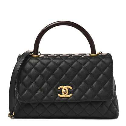 Chanel Caviar Lizard Embossed Quilted Small Coco Handle Flap Black 1 of 13