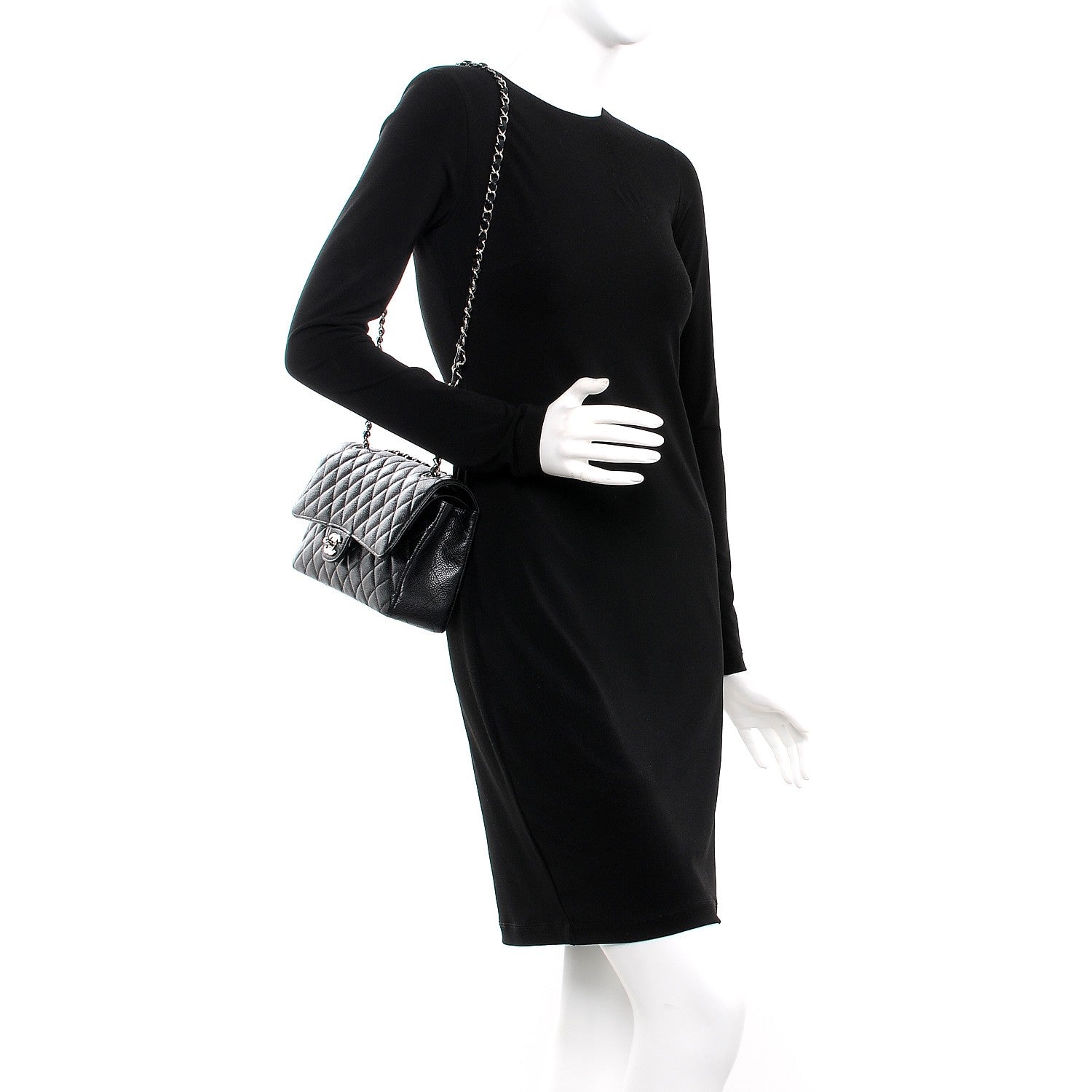 Chanel Caviar Quilted Medium Double Flap Black 2 of 8