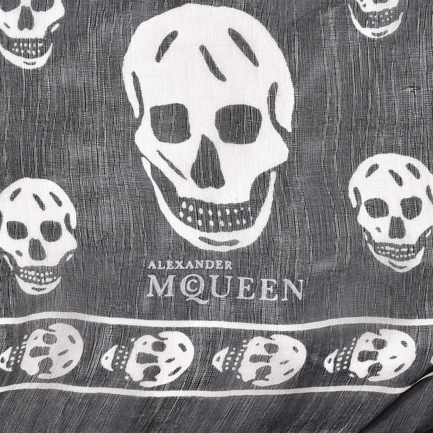 Silk Chiffon Skull Scarf Black Ivory