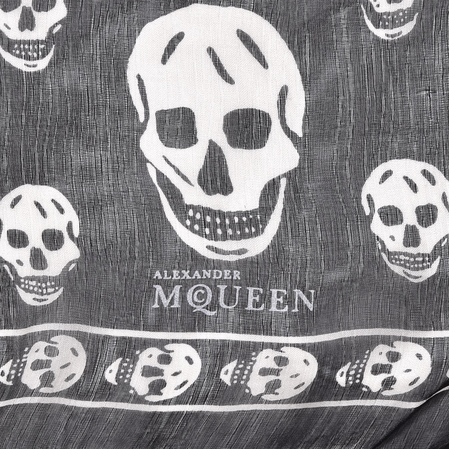 Alexander McQueen Silk Chiffon Skull Scarf Black Ivory 3 of 4