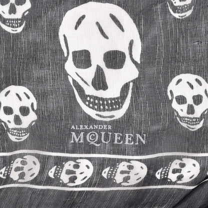 Alexander McQueen Silk Chiffon Skull Scarf Black Ivory 3 of 4